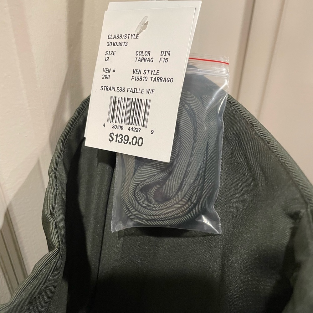 David’s Bridal strapless bridesmaids / country concert dress, olive green NWT 12 - Picture 4 of 4
